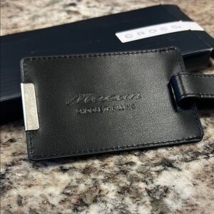 Porsche Macan Black Leather Luggage Tag New in Box